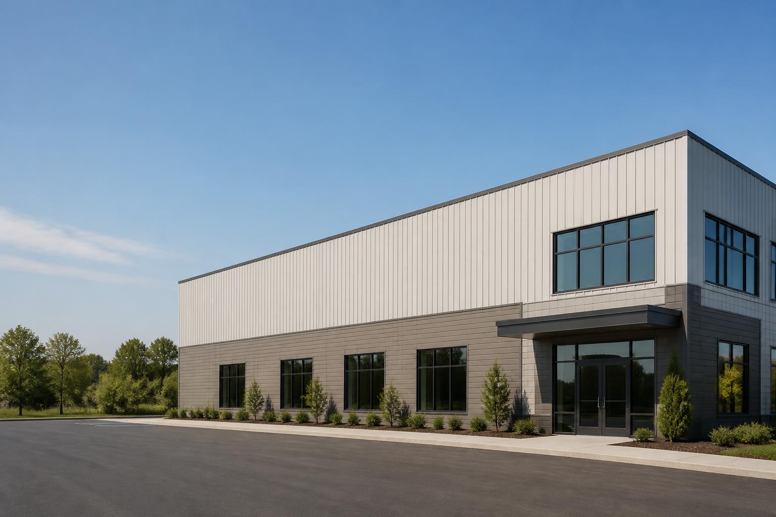 Clean commercial building exterior with open space for text.