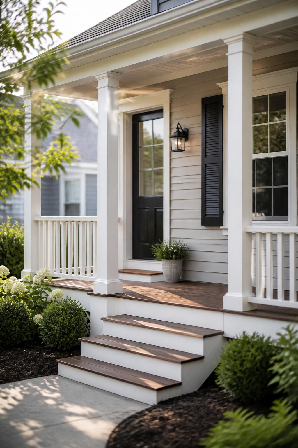 Inviting home exterior with a clean porch and siding.